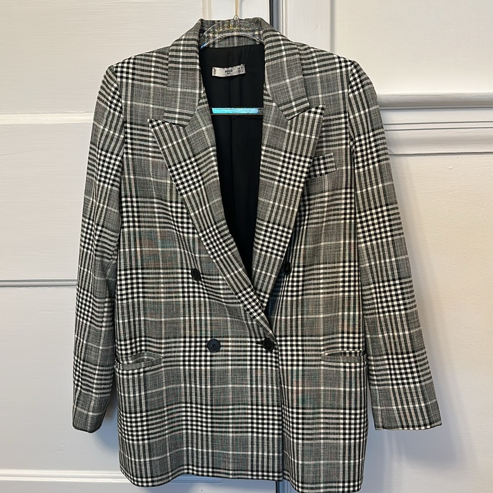 Beautiful Mango Mng Check Print Double Breasted B… - image 1